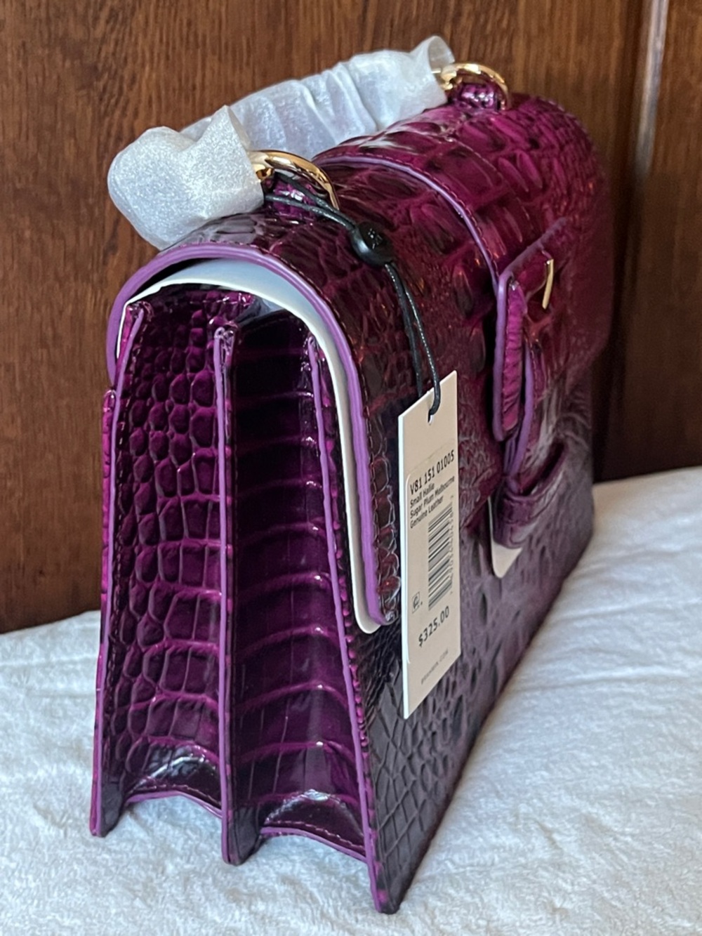 BRAHMIN Hallie in Sugar Plum Small/BRAHMIN Duo Flower Purse Charm Included NWT - Picture 5 of 16
